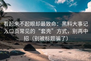 看起来不起眼却最致命：黑料大事记入口页常见的“套壳”方式，别再中招（别被标题骗了）