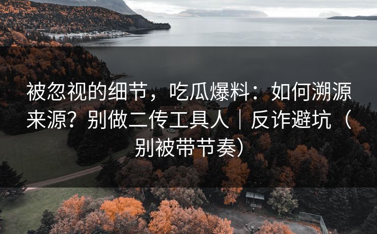 被忽视的细节，吃瓜爆料：如何溯源来源？别做二传工具人｜反诈避坑（别被带节奏）
