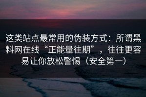 这类站点最常用的伪装方式：所谓黑料网在线“正能量往期”，往往更容易让你放松警惕（安全第一）