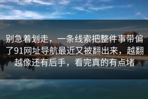 别急着划走，一条线索把整件事带偏了91网址导航最近又被翻出来，越翻越像还有后手，看完真的有点堵