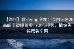 【爆料】糖心vlog突发：圈内人在晚高峰间被曝曾参与溏心视频，情绪失控席卷全网